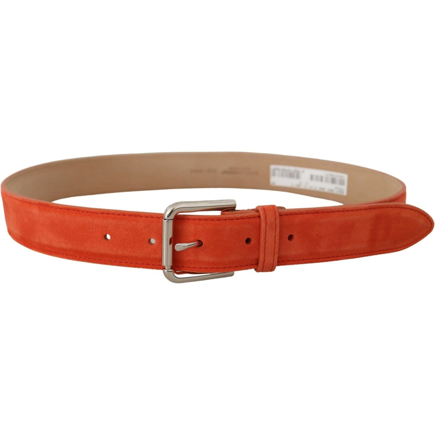 Dolce & Gabbana Elegant Suede Leather Belt in Vibrant Orange Dolce & Gabbana Sienna