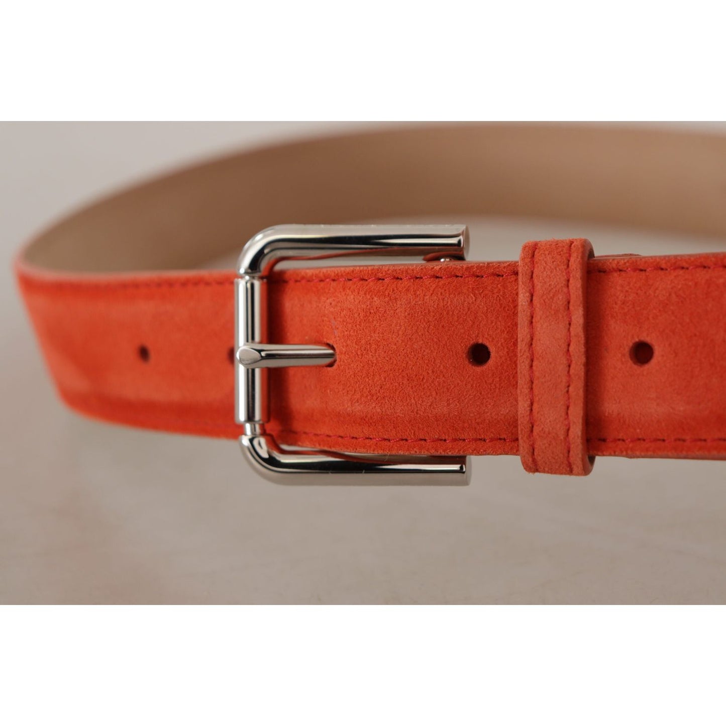 Dolce & Gabbana Elegant Suede Leather Belt in Vibrant Orange Dolce & Gabbana Rosy Brown