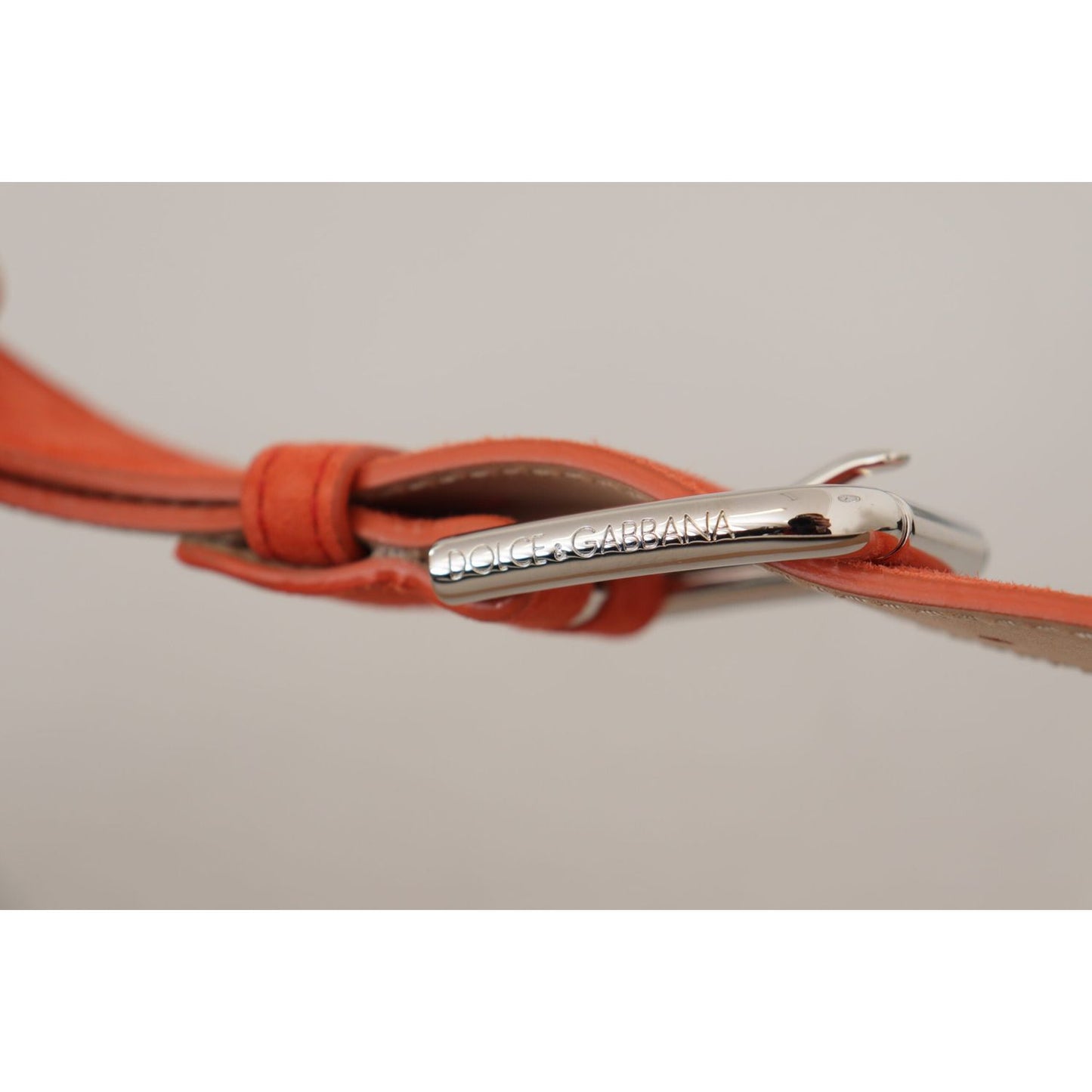 Dolce & Gabbana Elegant Suede Leather Belt in Vibrant Orange Dolce & Gabbana Gray