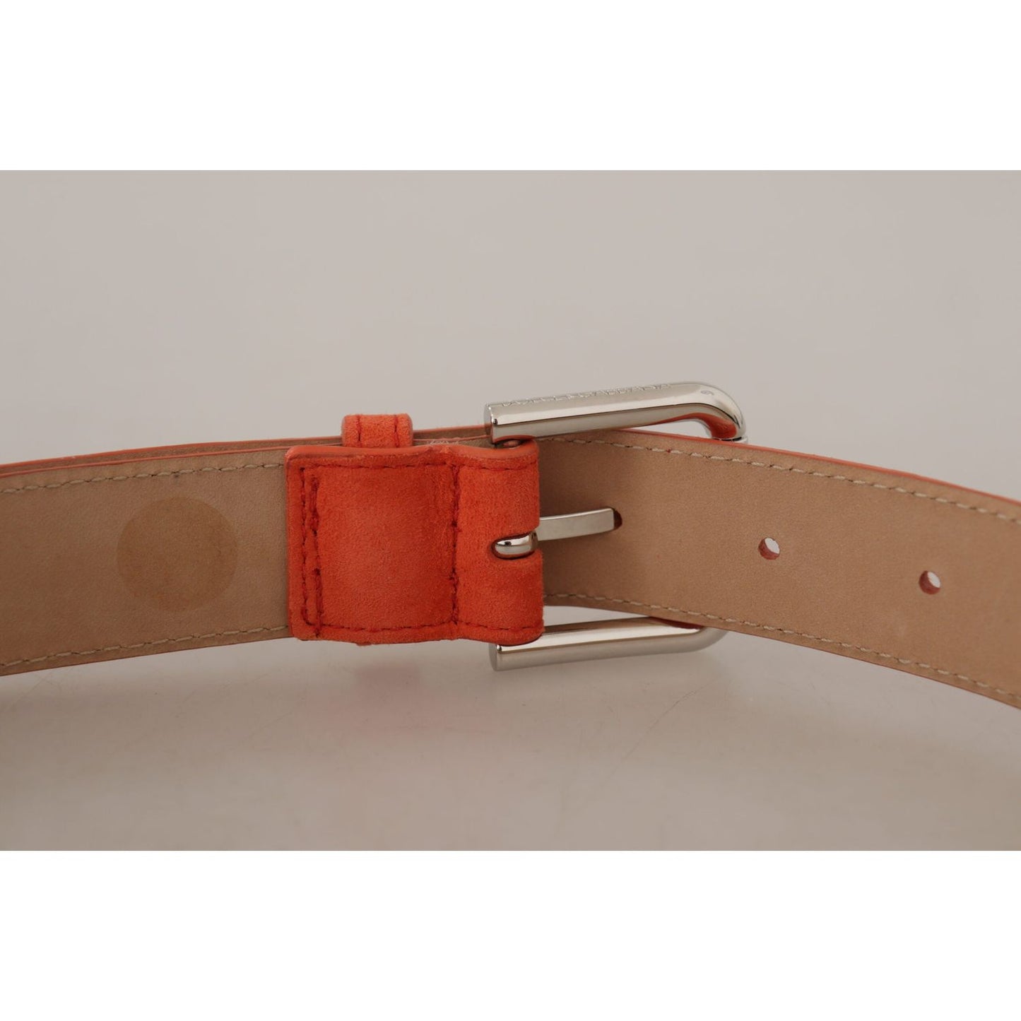 Dolce & Gabbana Elegant Suede Leather Belt in Vibrant Orange Dolce & Gabbana Rosy Brown
