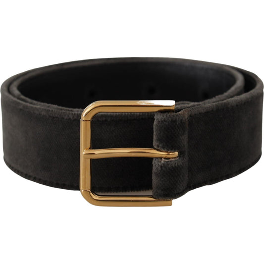 Dolce & Gabbana Brown Velvet Gold Tone Logo Metal Waist Buckle Belt Dolce & Gabbana