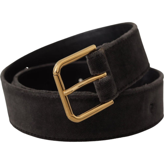 Dolce & Gabbana Elegant Velvet Belt with Engraved Buckle Dolce & Gabbana