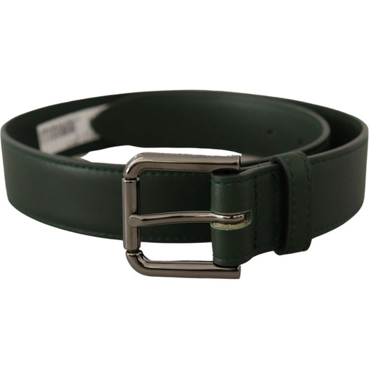 Dolce & Gabbana Army Green Leather Logo Metal Waist Buckle Belt Dolce & Gabbana