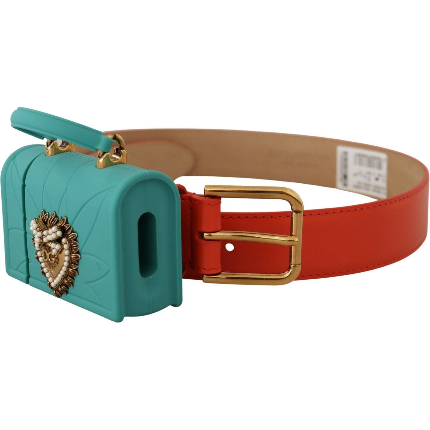 Dolce & Gabbana Chic Orange Leather Belt with Headphone Case Dolce & Gabbana Dim Gray