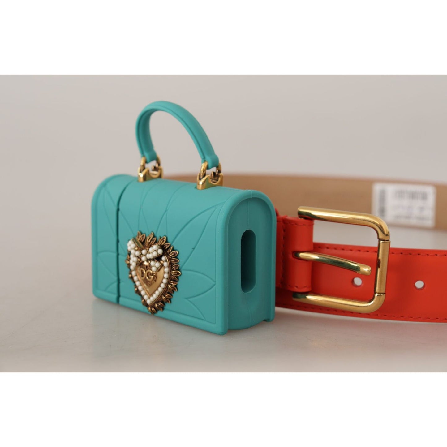 Dolce & Gabbana Chic Orange Leather Belt with Headphone Case Dolce & Gabbana Gray