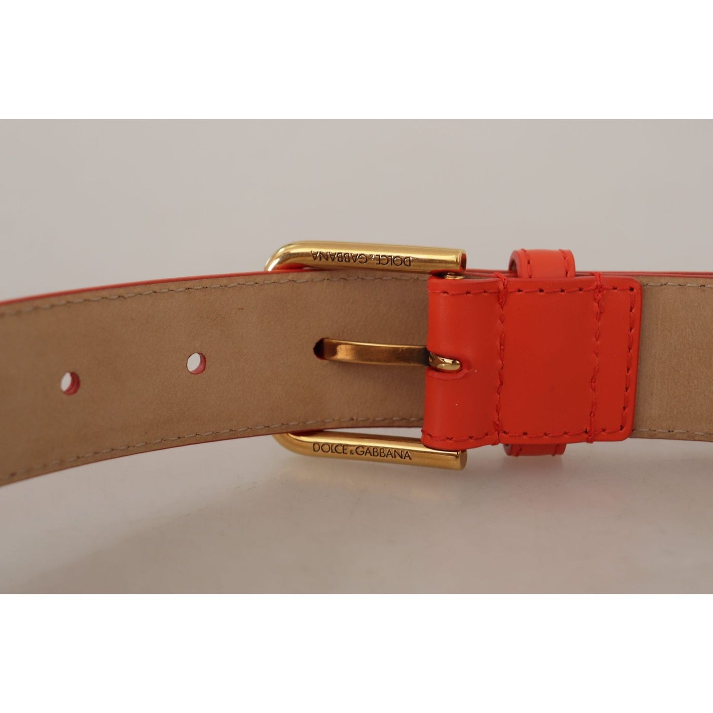 Dolce & Gabbana Chic Orange Leather Belt with Headphone Case Dolce & Gabbana Rosy Brown