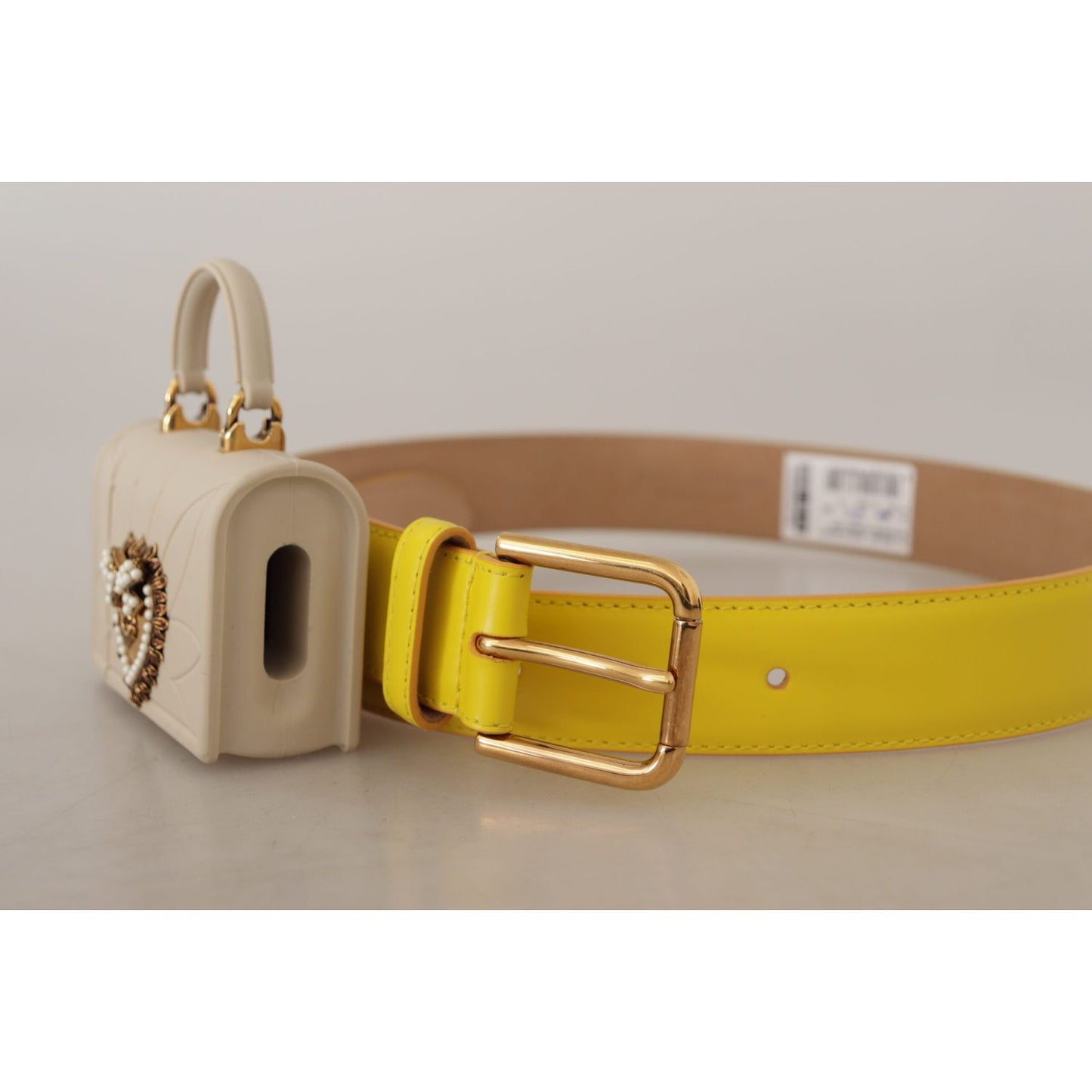 Dolce & Gabbana Chic Yellow Leather Belt with Headphone Case Dolce & Gabbana