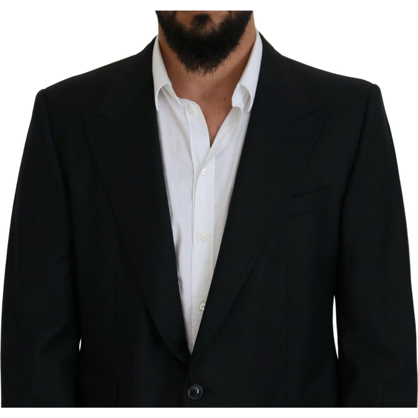 Dolce & Gabbana Dark Blue Wool Formal Sicilia Blazer