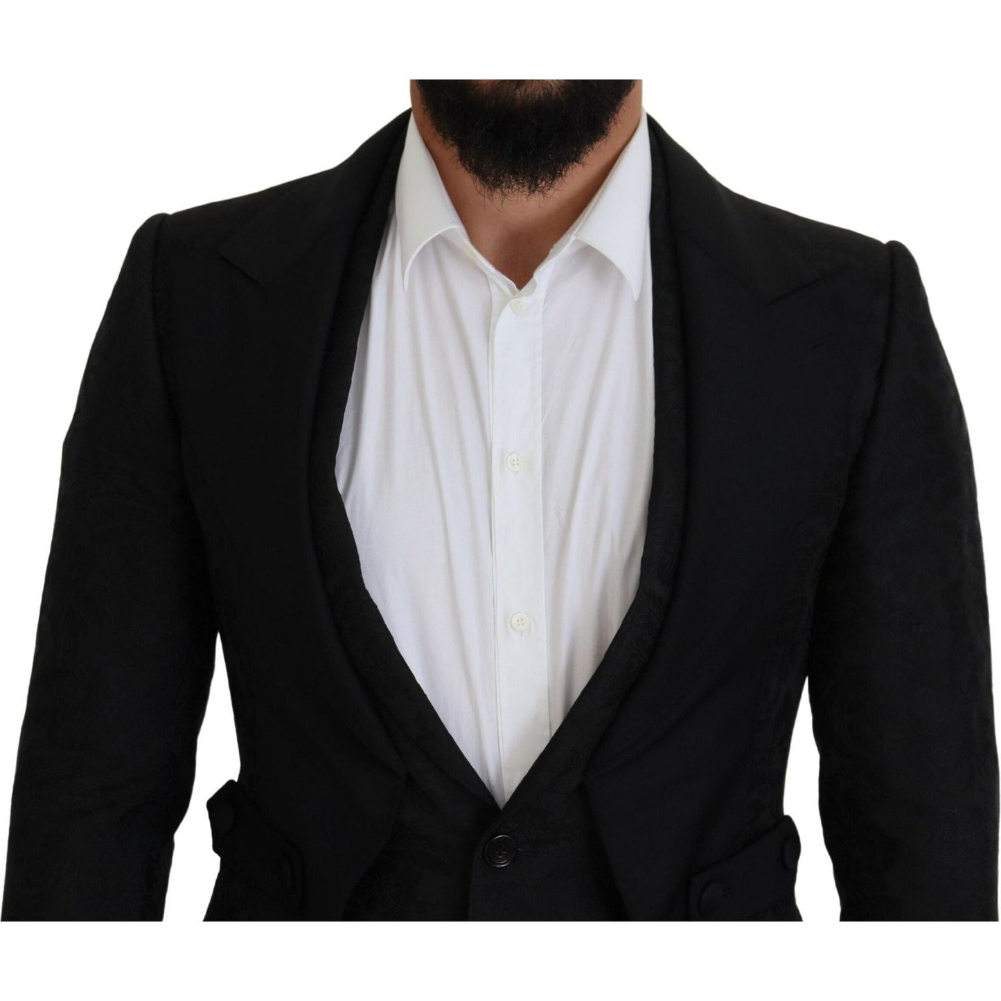 Dolce & Gabbana Black Polyester Men 2 Piece MARTINI Suit