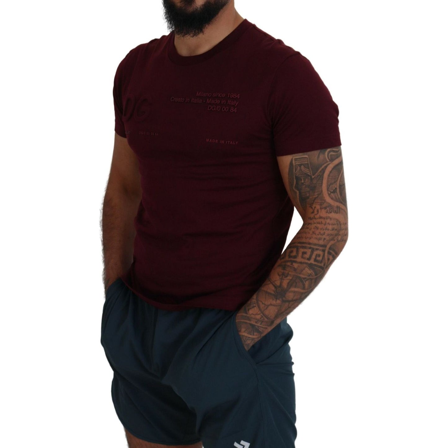 Dolce & Gabbana Elegant Maroon Crew Neck Casual Tee Dolce & Gabbana