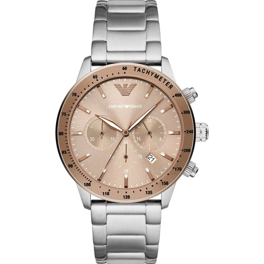 Emporio Armani Bronze and Silver Steel Chronograph Watch Emporio Armani