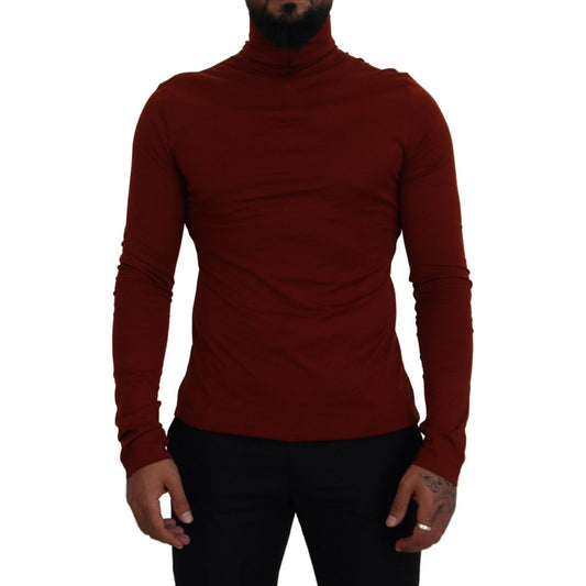 Dolce & Gabbana Elegant Maroon Collar Zip Sweater Dolce & Gabbana