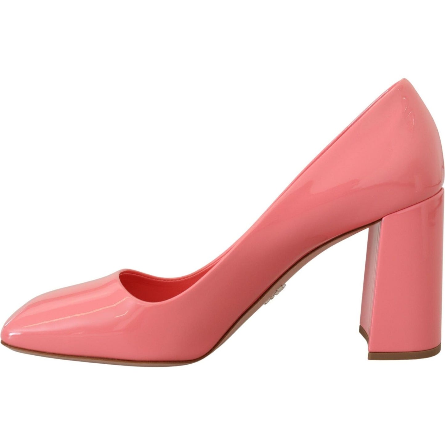 Prada Pink Patent Leather Block Heels Pumps Classic Prada