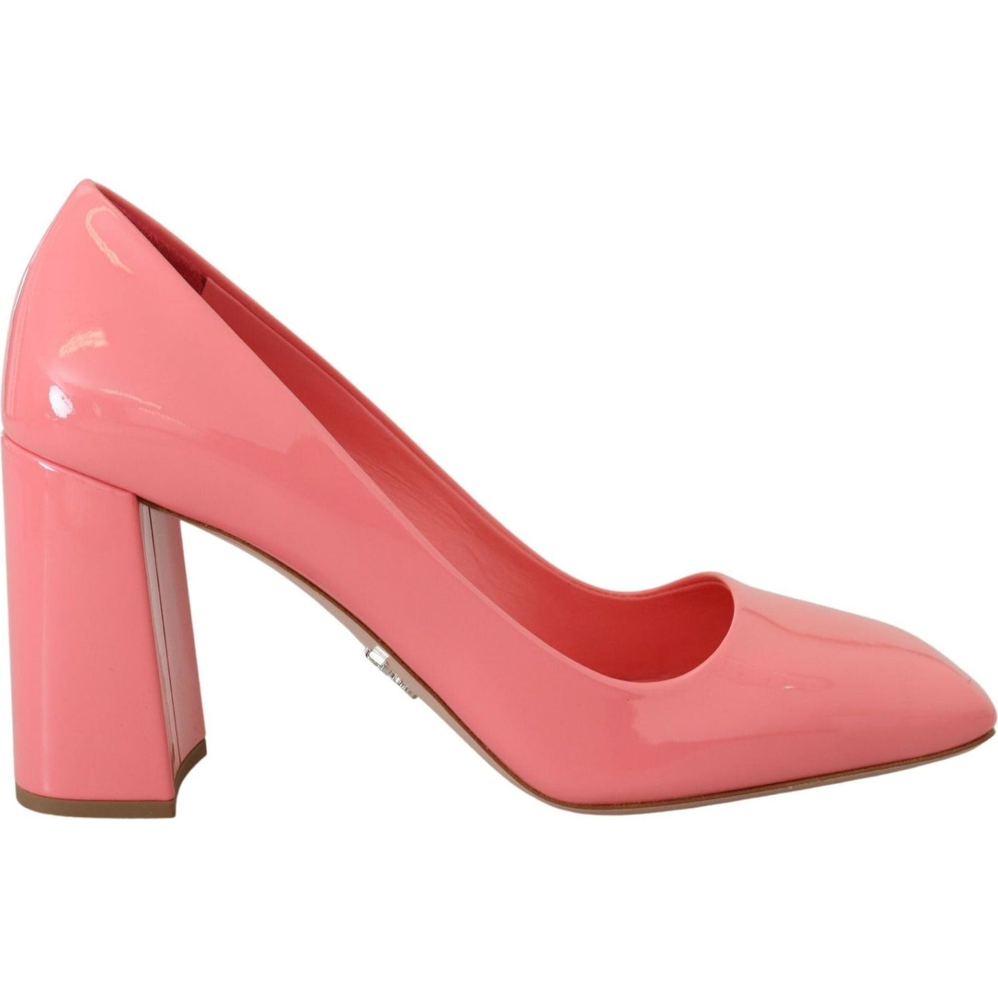 Prada Pink Patent Leather Block Heels Pumps Classic Prada