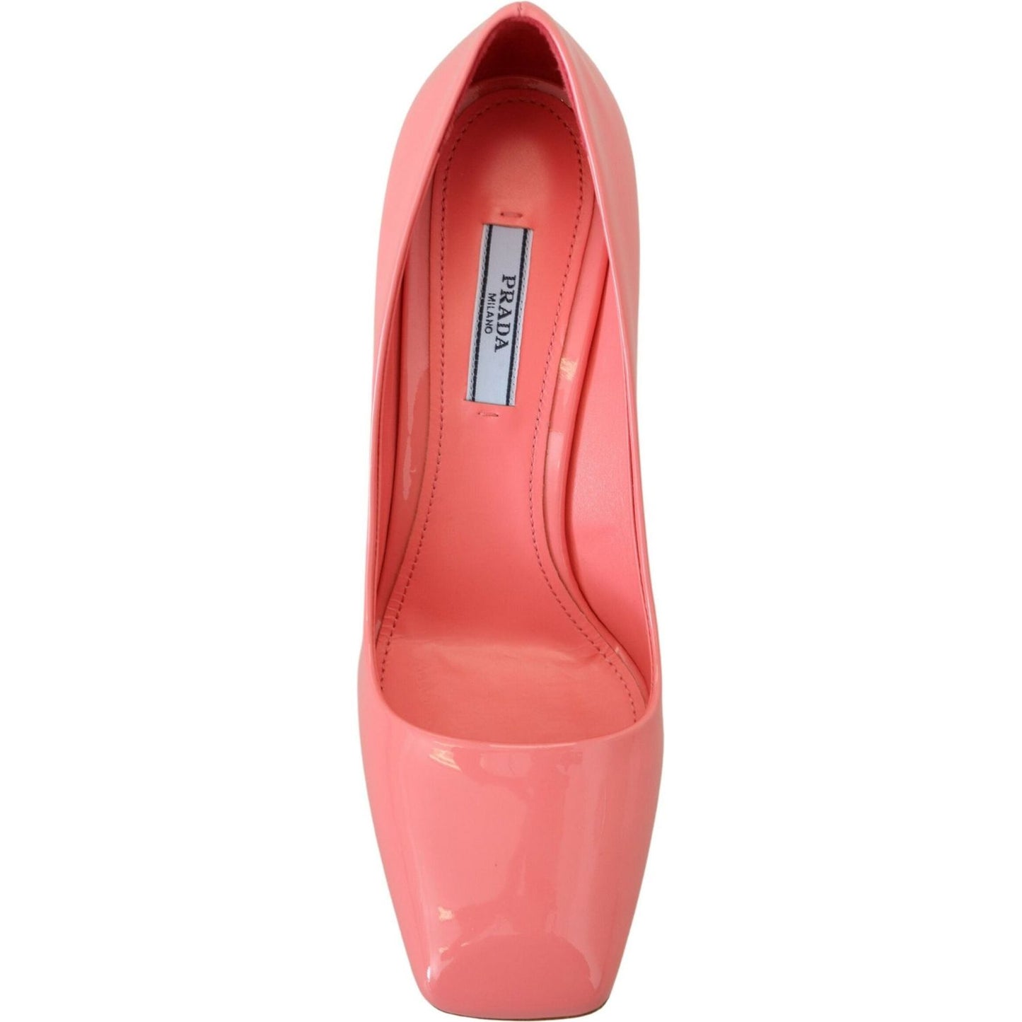 Prada Pink Patent Leather Block Heels Pumps Classic Prada