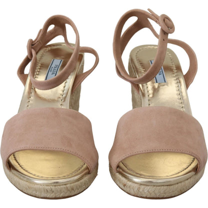 Prada Pink Suede Leather Ankle Strap Sandals Prada