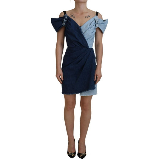 Dolce & Gabbana Chic Two Tone Denim Sheath Dress Dolce & Gabbana