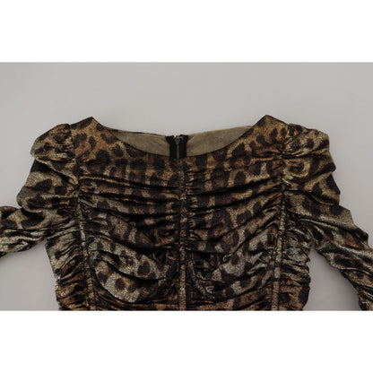 Dolce & Gabbana Multicolor Leopard Bodycon Sheath Midi Dress