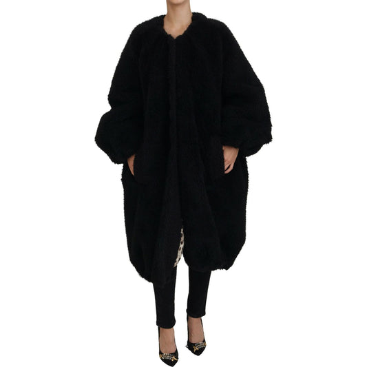 Dolce & Gabbana Black Cashmere Blend Faux Fur Coat Jacket Dolce & Gabbana