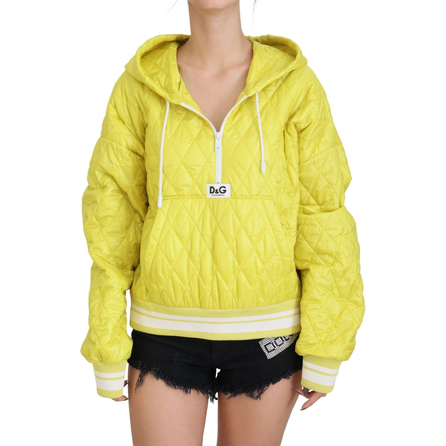 Dolce & Gabbana Elegant Yellow Hooded Jacket Dolce & Gabbana Dark Khaki