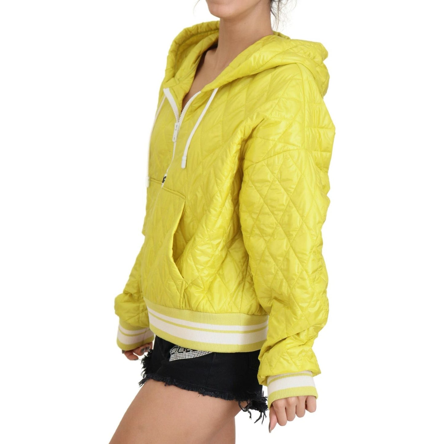 Dolce & Gabbana Elegant Yellow Hooded Jacket Dolce & Gabbana Dark Khaki