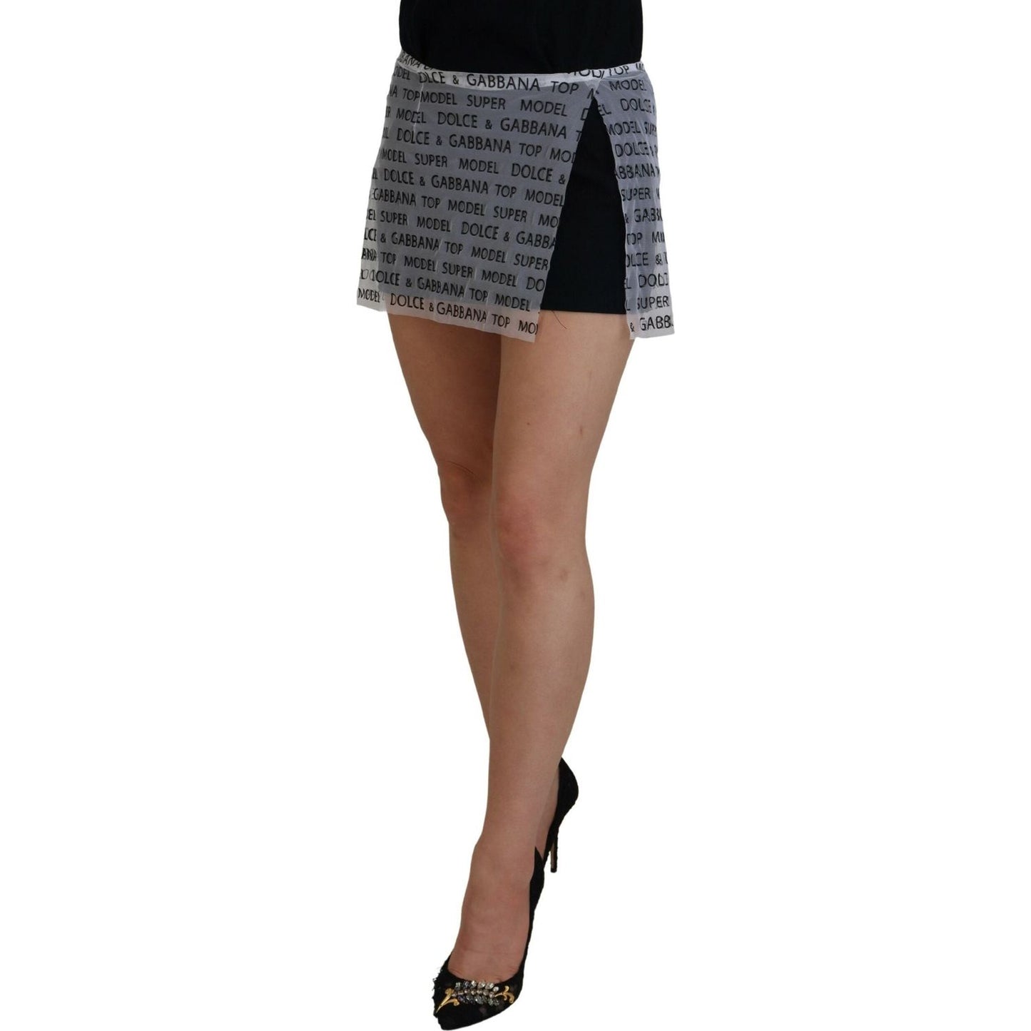 Dolce & Gabbana White Logo See Through A-line Mini Skirt