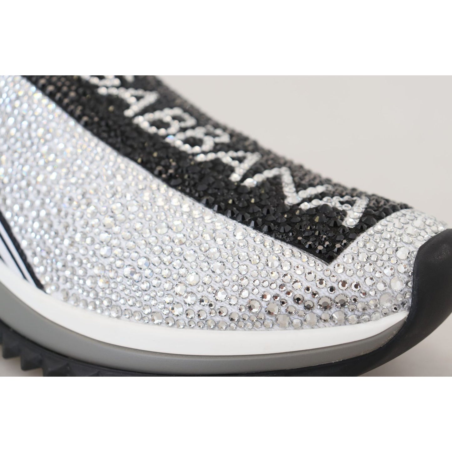 Dolce & Gabbana Silver Rhinestones Sorrento Sneakers Shoes