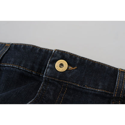 Fiorucci Dark Blue Washed Mid Waist Pencil Cut Denim Skirt Fiorucci