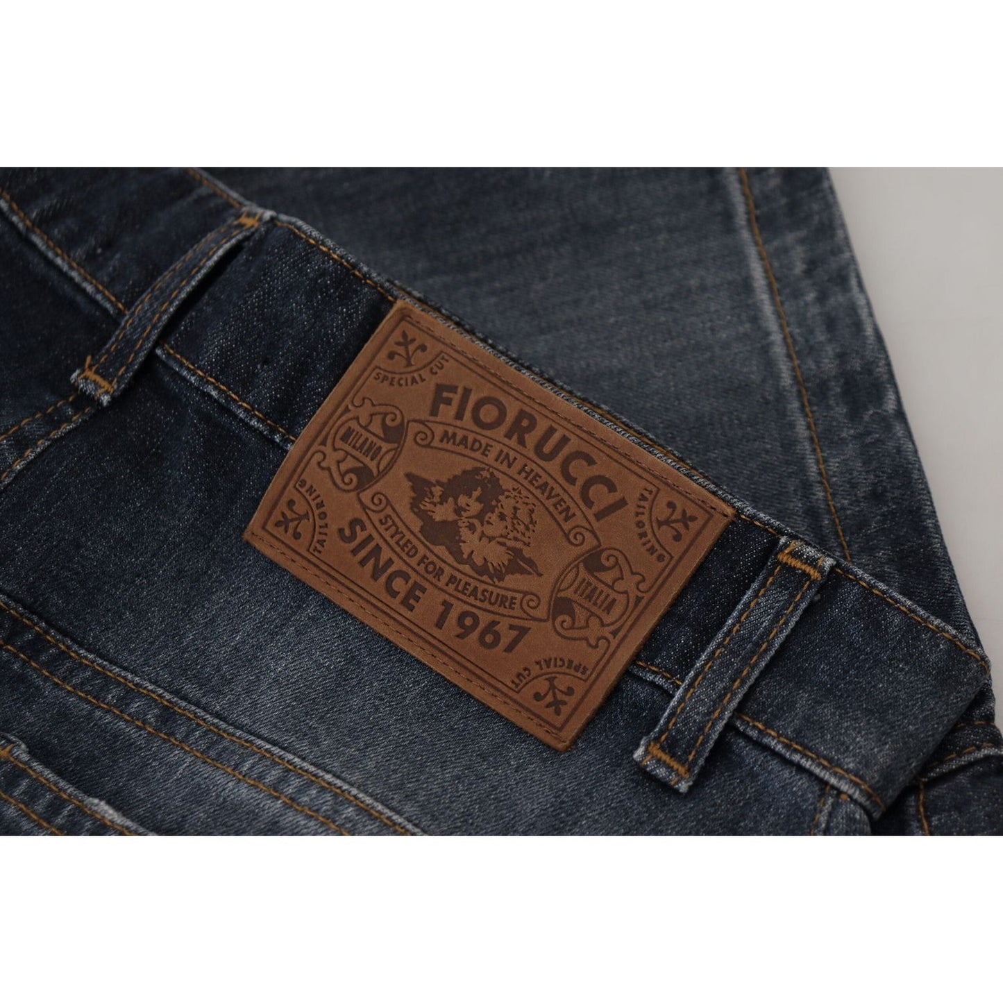 Fiorucci Dark Blue Washed Mid Waist Pencil Cut Denim Skirt Fiorucci