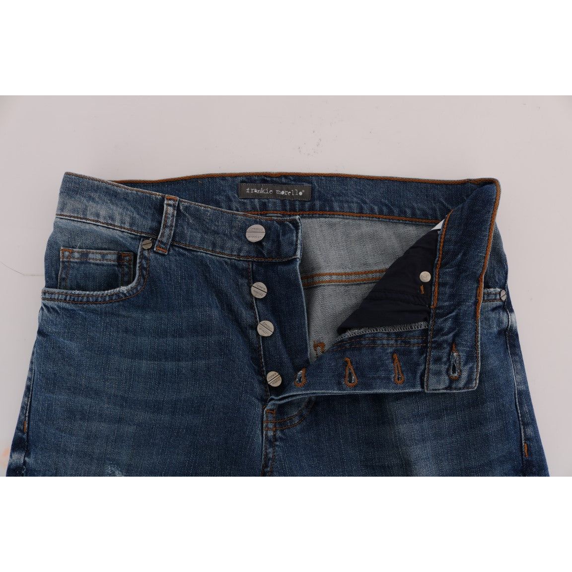 Frankie Morello Svelte Italian Denim - Slim Fit Blue Jeans Frankie Morello