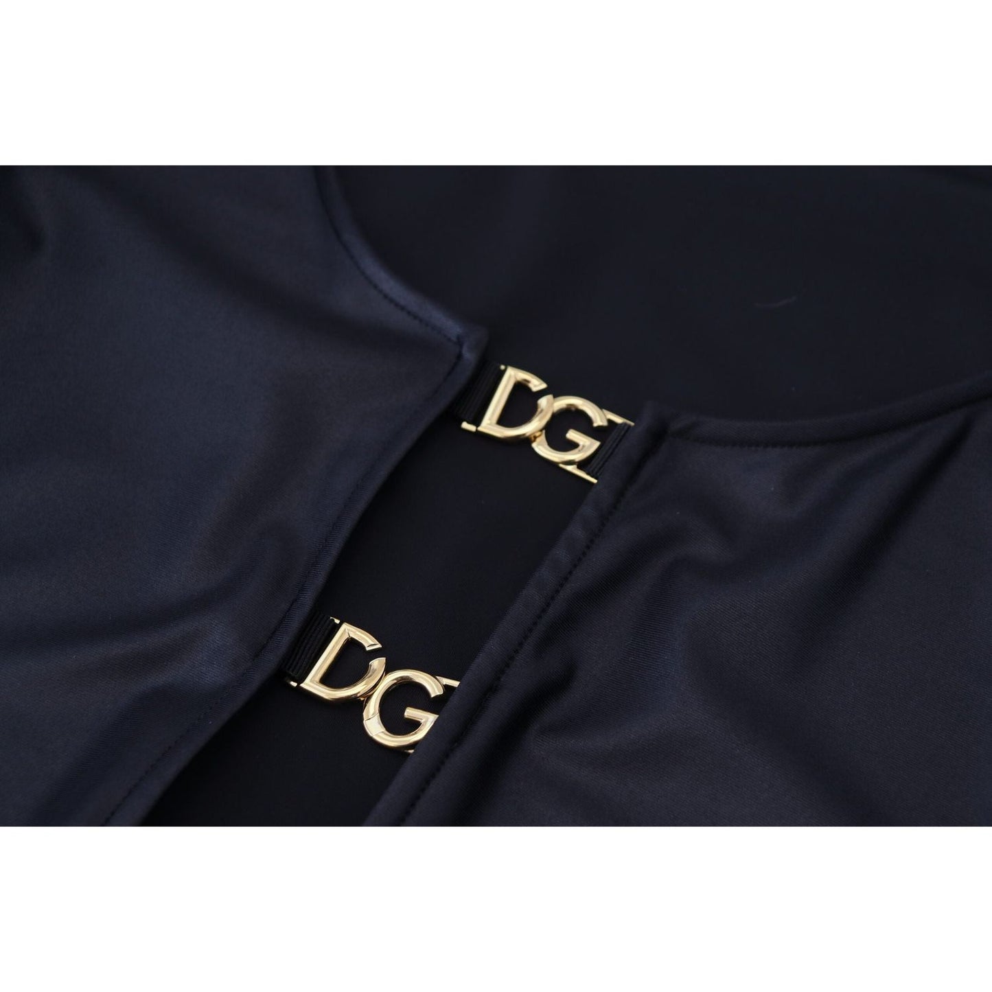 Dolce & Gabbana Elegant Black 3/4 Sleeve Top with Gold Detailing Dolce & Gabbana