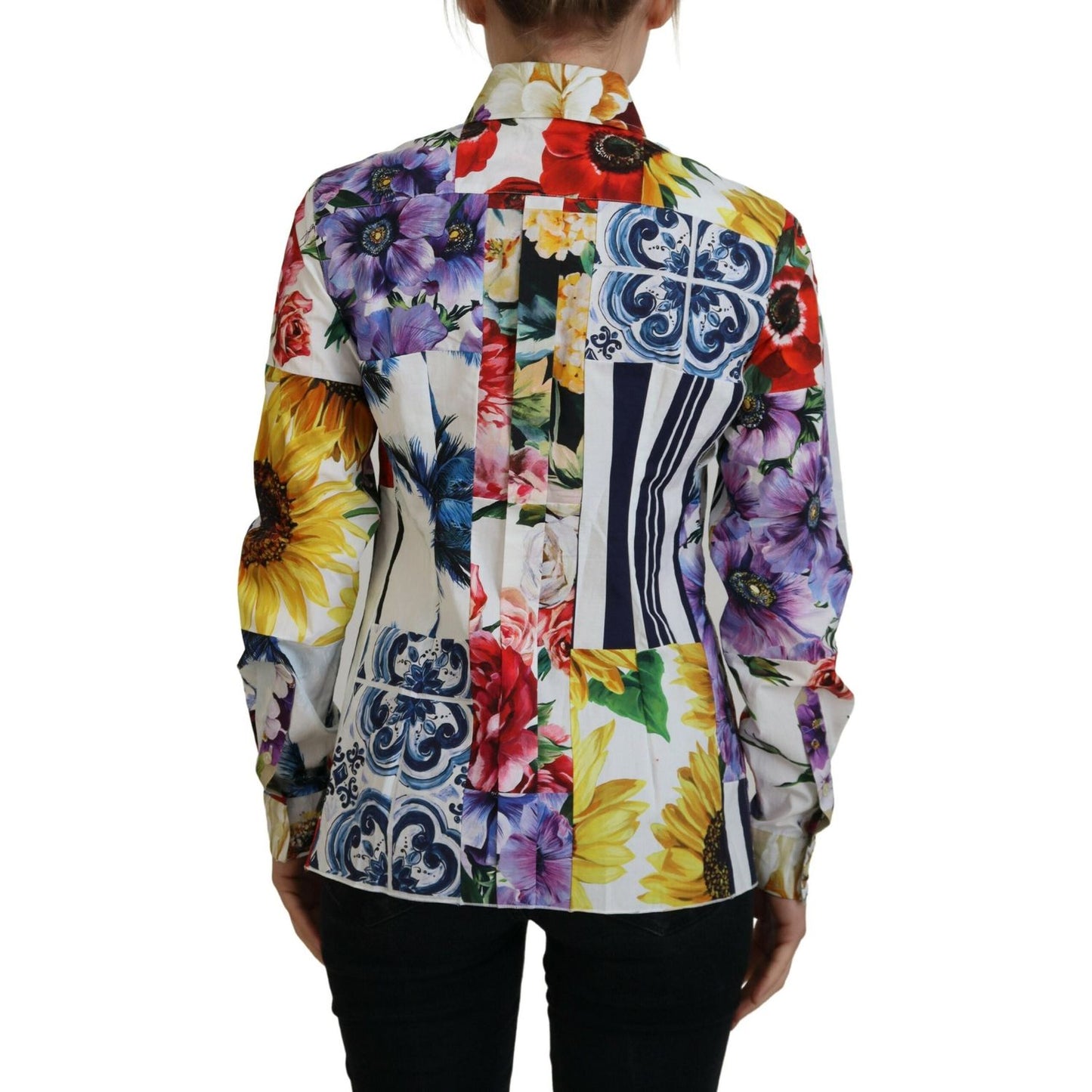 Dolce & Gabbana Elegant Floral Cotton Long Sleeve Top Dolce & Gabbana