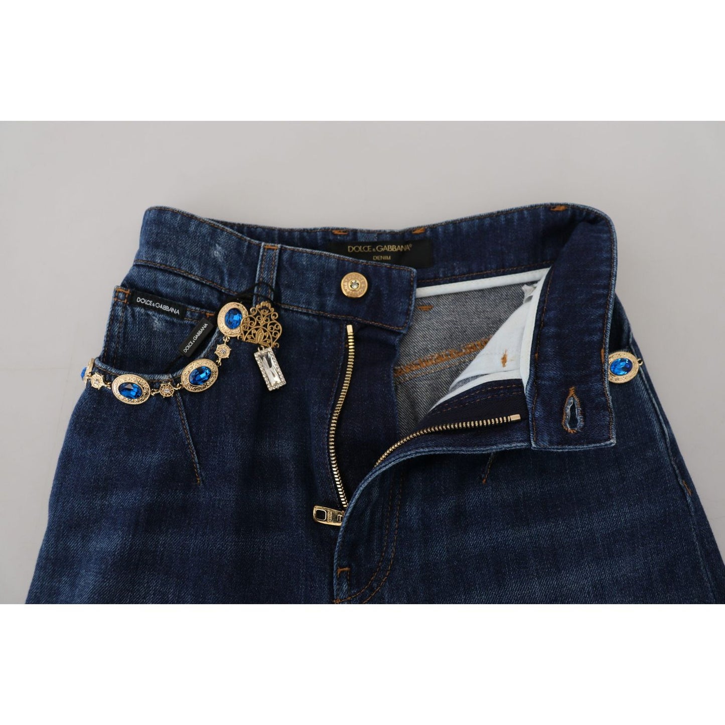 Dolce & Gabbana Embellished Straight Leg Designer Jeans Dolce & Gabbana