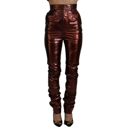 Dolce & Gabbana High Waist Skinny Jeans in Metallic Bronze Dolce & Gabbana