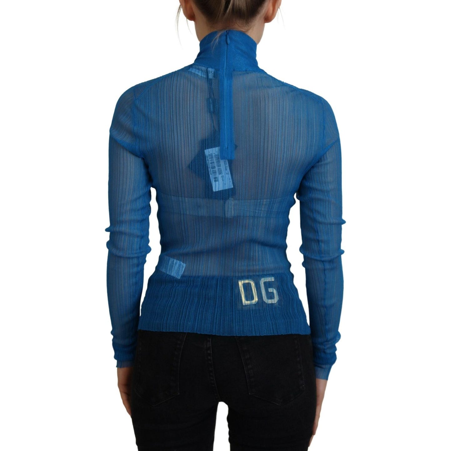 Dolce & Gabbana Elegant Blue Mesh Blouse Top Dolce & Gabbana