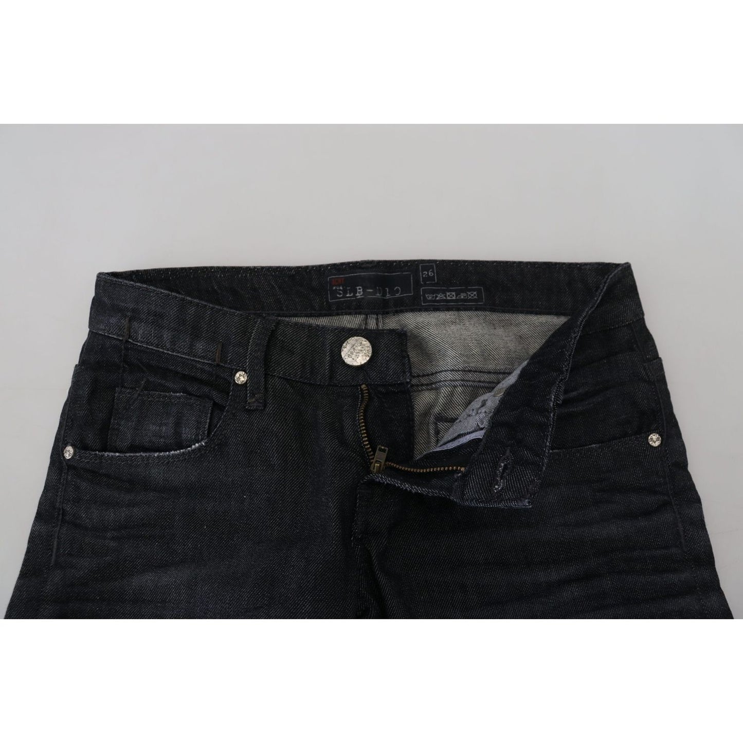 Acht Black Cotton Low Waist Slim Fit Women Casual Denim Jeans Acht