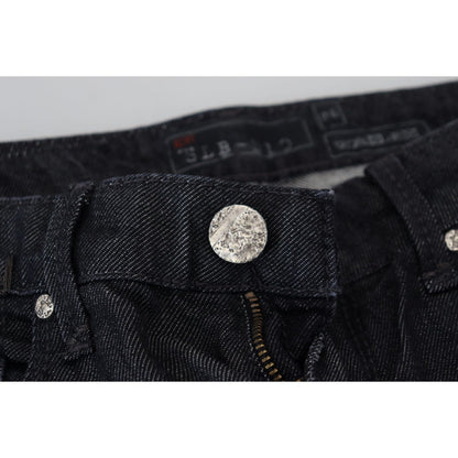 Acht Black Cotton Low Waist Slim Fit Women Casual Denim Jeans Acht