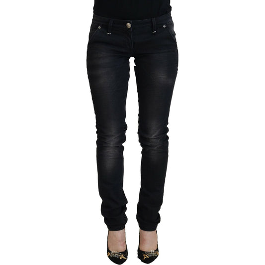 Acht Black Washed Cotton Skinny Women Casual Denim Jeans Acht