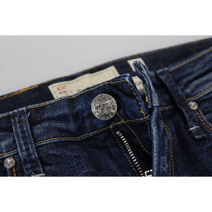 Acht Blue Washed Cotton Low Waist Women Casual Jeans Acht