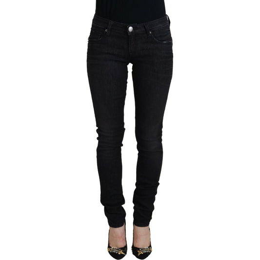 Acht Black Cotton Slim Fit Women Casual Denim Jeans Acht