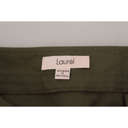 LAUREL Green Cotton High Waist Women Tapered Pants LAUREL
