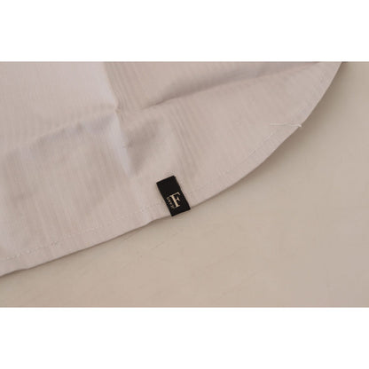 Ferre Light Gray Stripes Cotton Sleeveless Collared Top Ferre