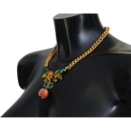 Dolce & Gabbana Elegant Gold-Tone Floral Fruit Necklace Dolce & Gabbana