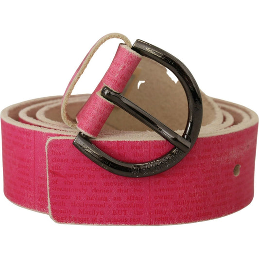 John Galliano Pink Leather Letter Logo Round Buckle Waist Belt John Galliano