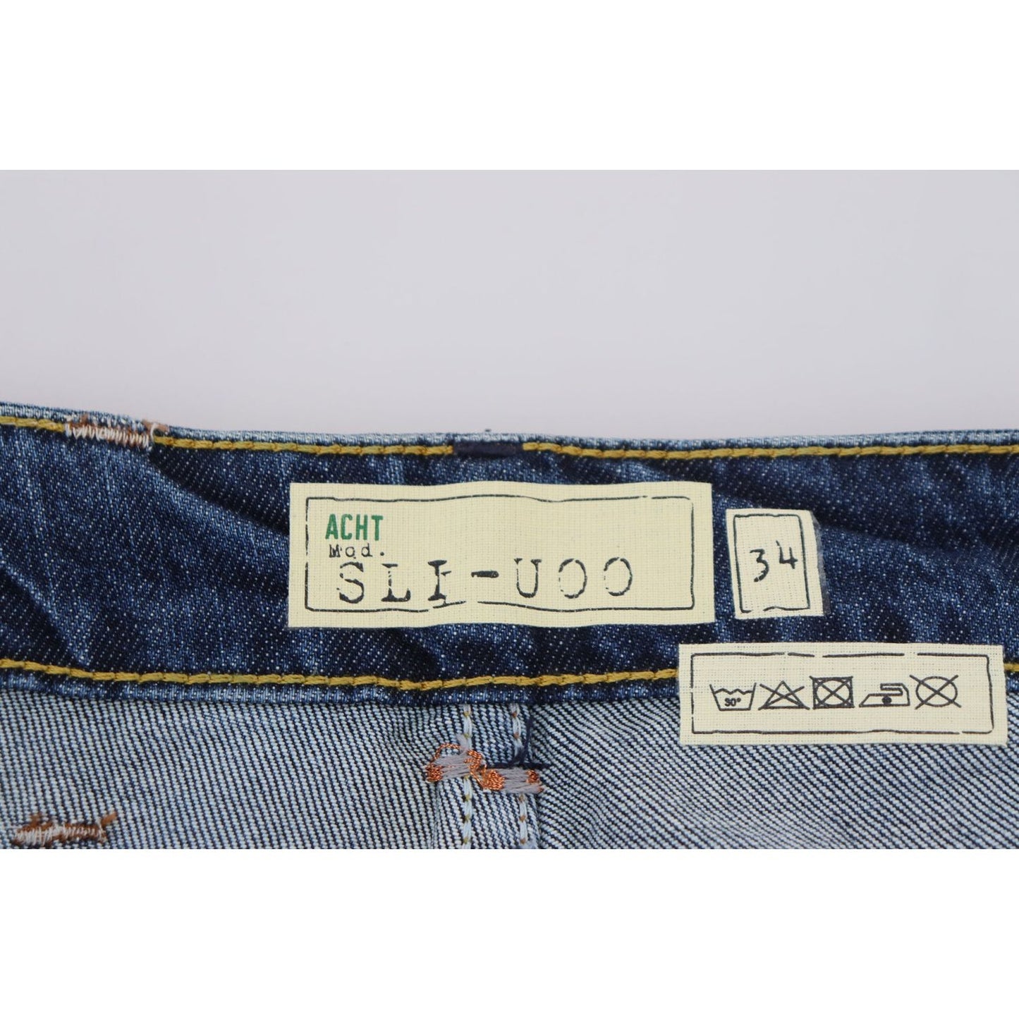 Acht Exquisite Tapered Italian Denim in Blue Acht