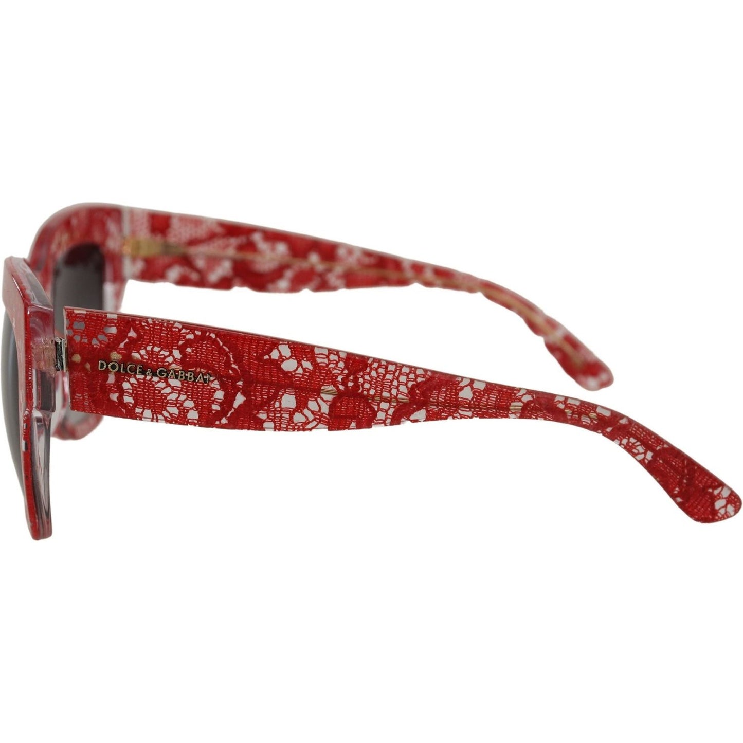 Dolce & Gabbana Elegant Red Lace Detail Sunglasses Dolce & Gabbana