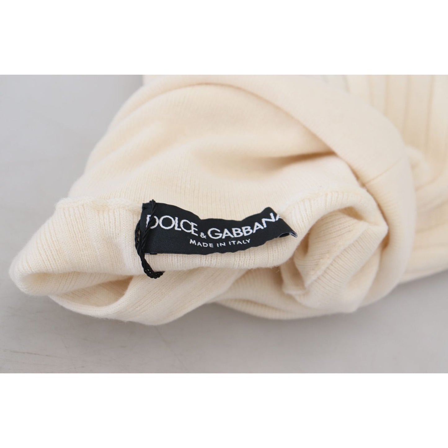 Dolce & Gabbana Ivory Turtleneck Distressed Cuff Pullover Sweater Dolce & Gabbana