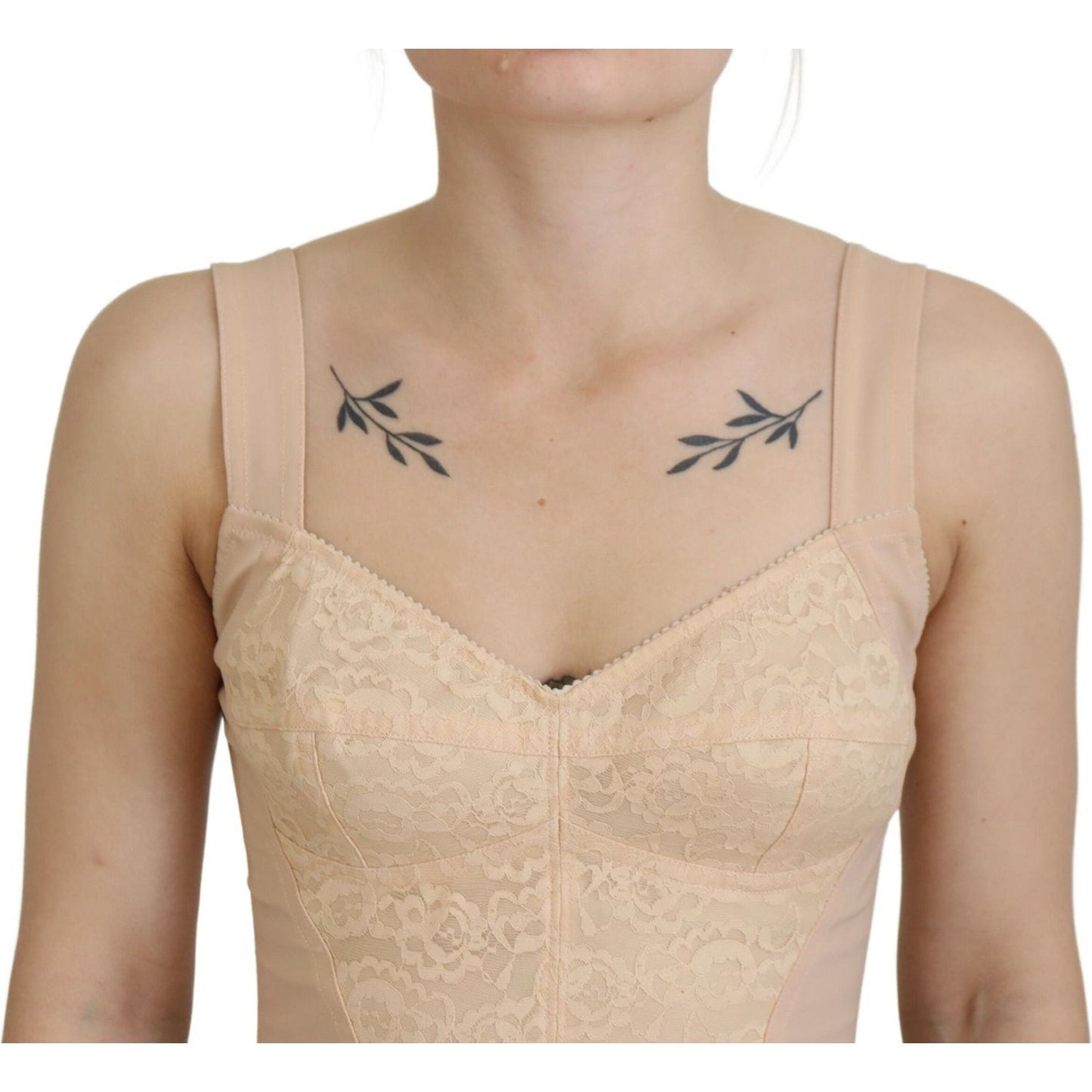 Dolce & Gabbana Elegant Beige Bustier Corset Top Dolce & Gabbana