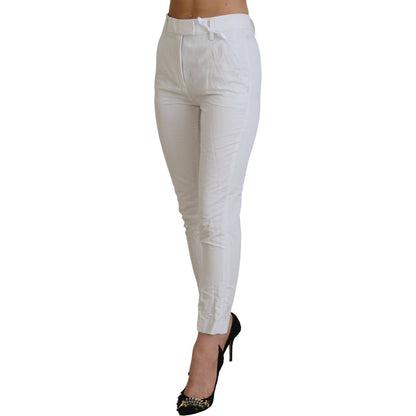 Dondup White High Waist Tapered Women Pants Dondup