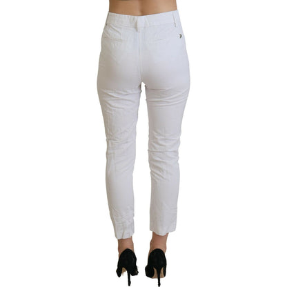 Dondup White High Waist Tapered Women Pants Dondup